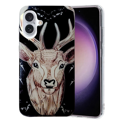 For iPhone 16 Colored Drawing Pattern TPU Phone Case(Deer) - iPhone 16 Cases by buy2fix | Online Shopping UK | buy2fix