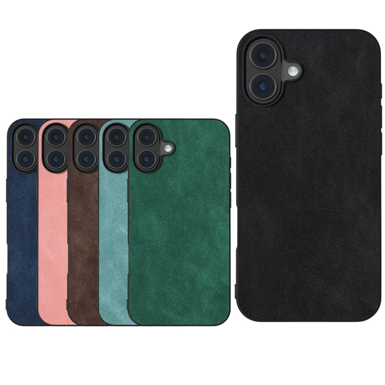 For iPhone 16 Black Frame PU Leather Full Coverage Phone Case(Black) - iPhone 16 Cases by buy2fix | Online Shopping UK | buy2fix