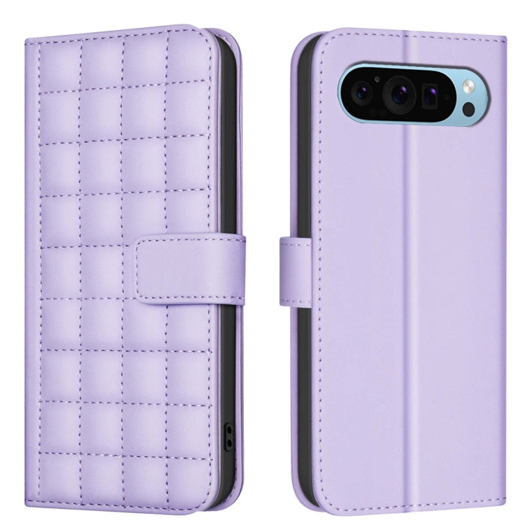 For Google Pixel 9 Square Texture Leather Phone Case(Purple) - Google Cases by buy2fix | Online Shopping UK | buy2fix