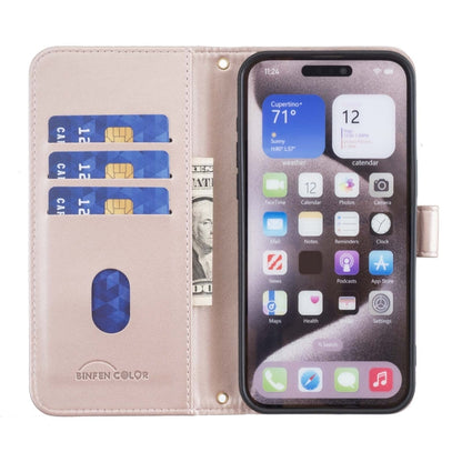 For iPhone 16 Plus Square Texture Leather Phone Case(Rose Gold) - iPhone 16 Plus Cases by buy2fix | Online Shopping UK | buy2fix