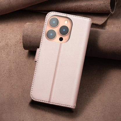 For iPhone 16 Pro Square Texture Leather Phone Case(Rose Gold) - iPhone 16 Pro Cases by buy2fix | Online Shopping UK | buy2fix