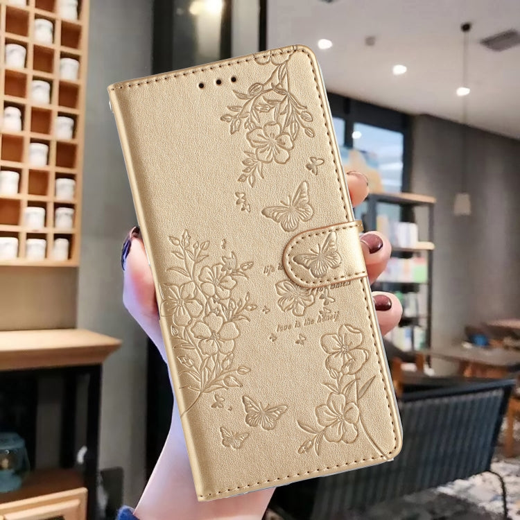 For Blackview A53 / A53 Pro Butterflies and Flowers Leather Phone Case(Gold) - More Brand by buy2fix | Online Shopping UK | buy2fix