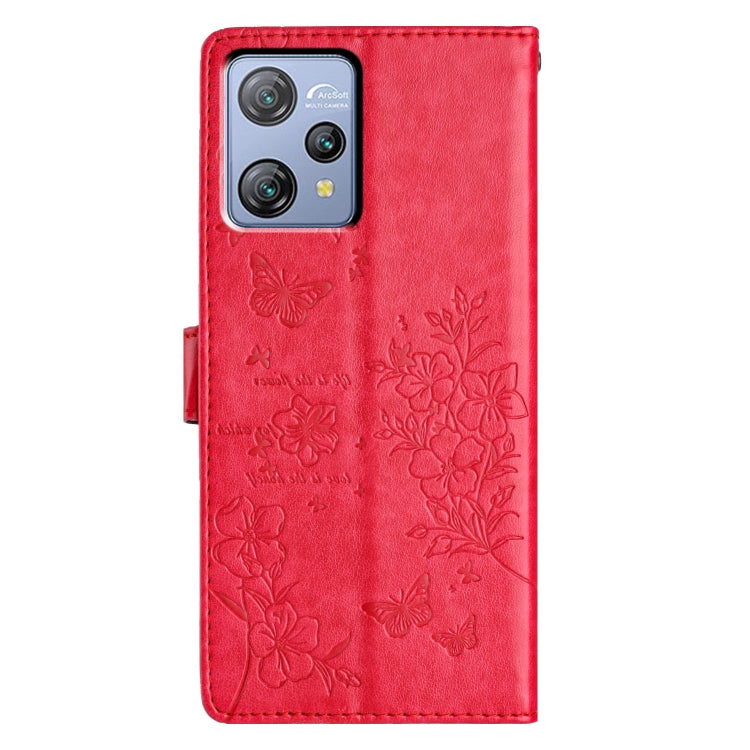 For Blackview A53 / A53 Pro Butterflies and Flowers Leather Phone Case(Red) - More Brand by buy2fix | Online Shopping UK | buy2fix