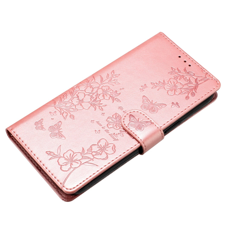 For Blackview A53 / A53 Pro Butterflies and Flowers Leather Phone Case(Rose Gold) - More Brand by buy2fix | Online Shopping UK | buy2fix