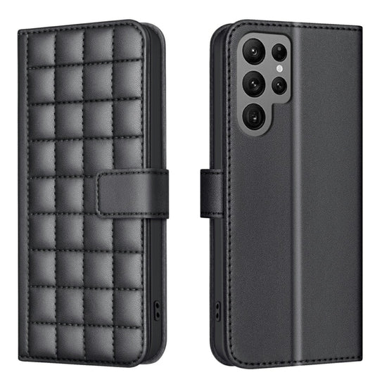 For Samsung Galaxy S25 Ultra 5G Square Texture Leather Phone Case(Black) - Galaxy S25 Ultra 5G Cases by buy2fix | Online Shopping UK | buy2fix