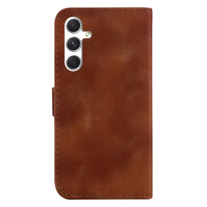 For Samsung Galaxy S25 5G Seven-shaped Embossed Leather Phone Case(Brown) - Galaxy S25 5G Cases by buy2fix | Online Shopping UK | buy2fix