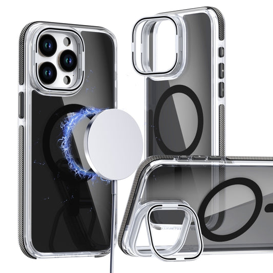 For iPhone 15 Pro Max Magsafe Dual-Color Transparent Black Lens Holder Phone Case(Black) - iPhone 15 Pro Max Cases by buy2fix | Online Shopping UK | buy2fix