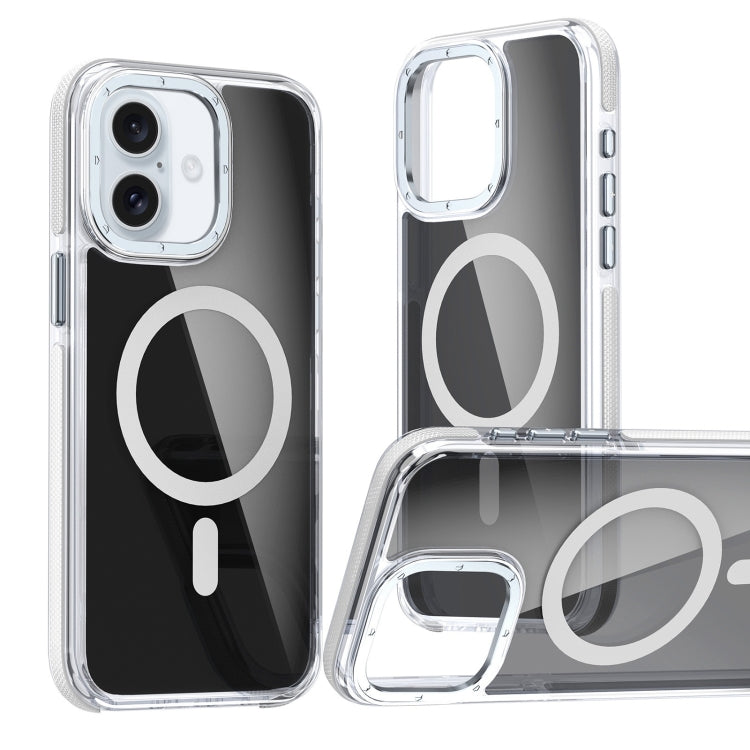 For iPhone 16 Plus Magsafe Dual-Color Transparent Black Full Coverage Phone Case(White) - iPhone 16 Plus Cases by buy2fix | Online Shopping UK | buy2fix