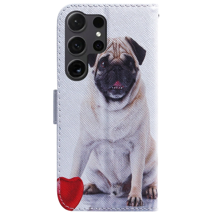 For Samsung Galaxy S25 Ultra 5G Coloured Drawing Flip Leather Phone Case(Pug) - Galaxy S25 Ultra 5G Cases by buy2fix | Online Shopping UK | buy2fix