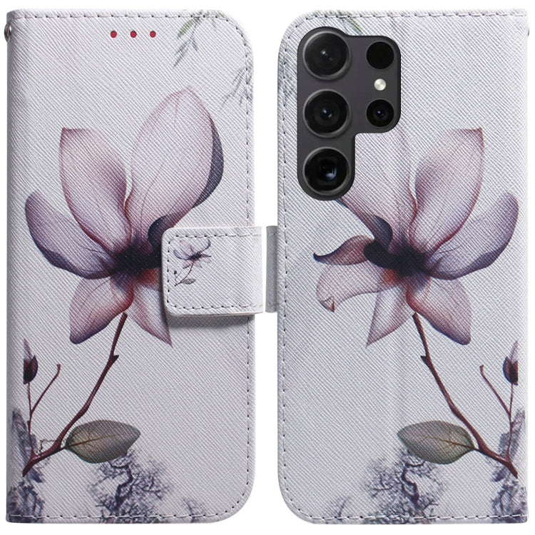 For Samsung Galaxy S25 Ultra 5G Coloured Drawing Flip Leather Phone Case(Magnolia) - Galaxy S25 Ultra 5G Cases by buy2fix | Online Shopping UK | buy2fix