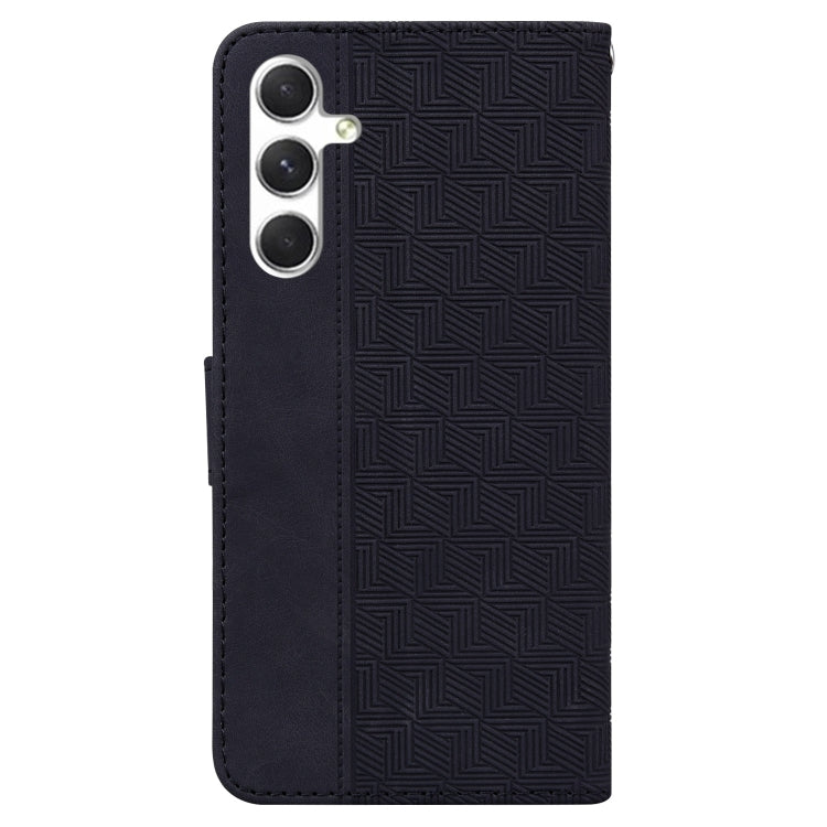 For Samsung Galaxy S25 5G Geometric Embossed Leather Phone Case(Black) - Galaxy S25 5G Cases by buy2fix | Online Shopping UK | buy2fix