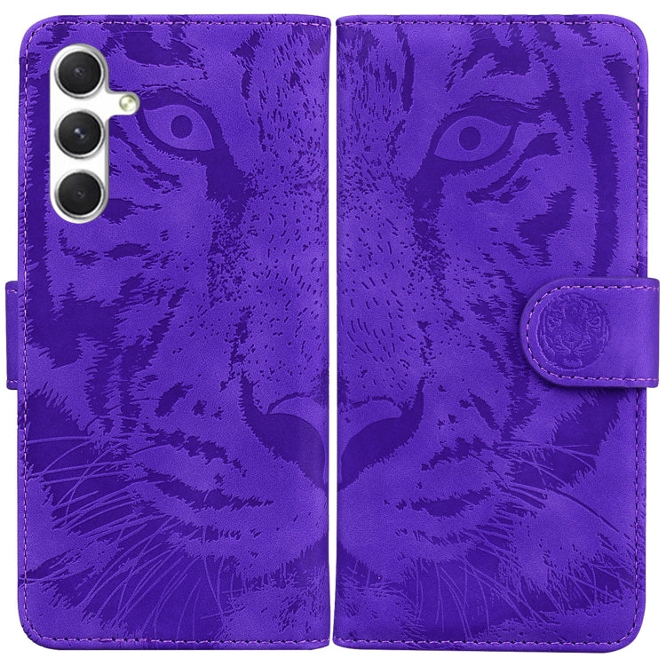 For Samsung Galaxy S25 5G Tiger Embossing Pattern Flip Leather Phone Case(Purple) - Galaxy S25 5G Cases by buy2fix | Online Shopping UK | buy2fix