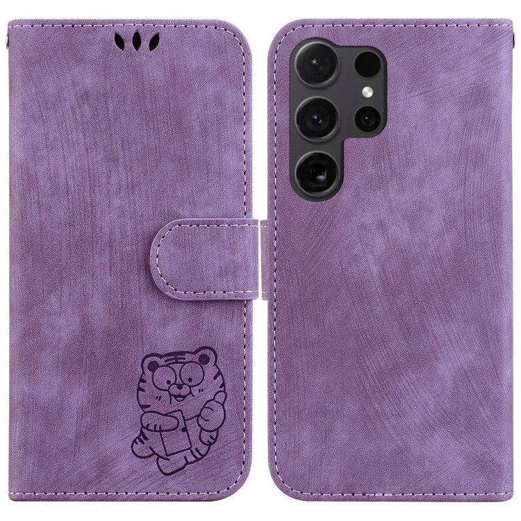 For Samsung Galaxy S25 Ultra 5G Little Tiger Embossed Leather Phone Case(Purple) - Galaxy S24 Ultra 5G Cases by buy2fix | Online Shopping UK | buy2fix