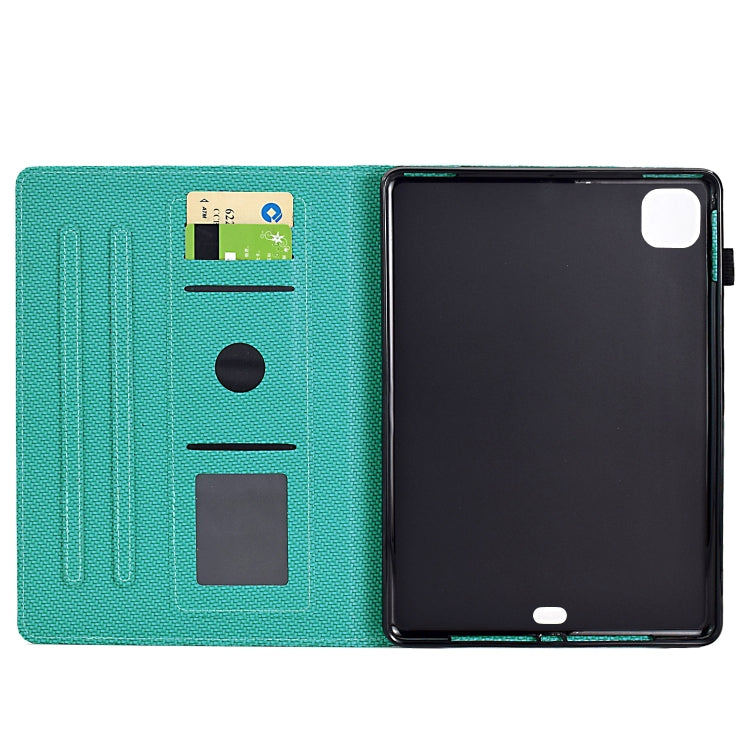 For iPad Pro 11 2024 Solid Color Fiber Texture Smart Tablet Leather Case(Lake Green) - iPad Pro 11 2024 Cases by buy2fix | Online Shopping UK | buy2fix