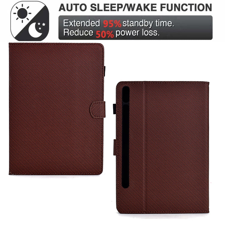 For Samsung Galaxy Tab S9 / S9 FE Solid Color Fiber Texture Smart Tablet Leather Case(Brown) - Galaxy Tab S9 Cases by buy2fix | Online Shopping UK | buy2fix