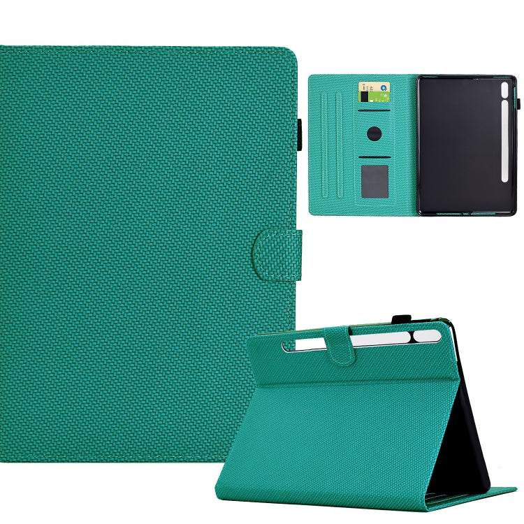 For Samsung Galaxy Tab S9 / S9 FE Solid Color Fiber Texture Smart Tablet Leather Case(Lake Green) - Galaxy Tab S9 Cases by buy2fix | Online Shopping UK | buy2fix