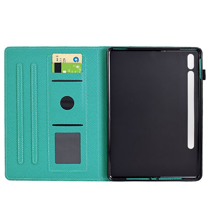 For Samsung Galaxy Tab S9 / S9 FE Solid Color Fiber Texture Smart Tablet Leather Case(Lake Green) - Galaxy Tab S9 Cases by buy2fix | Online Shopping UK | buy2fix