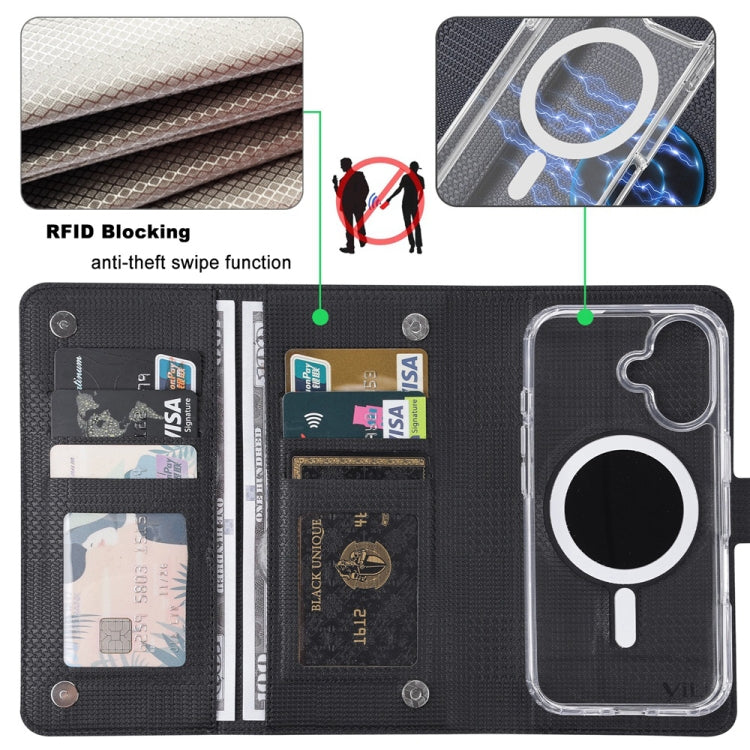 For iPhone 16 Pro ViLi GHA-C Series RFID MagSafe Magnetic Flip Leather Phone Case(Black) - iPhone 16 Pro Cases by ViLi | Online Shopping UK | buy2fix