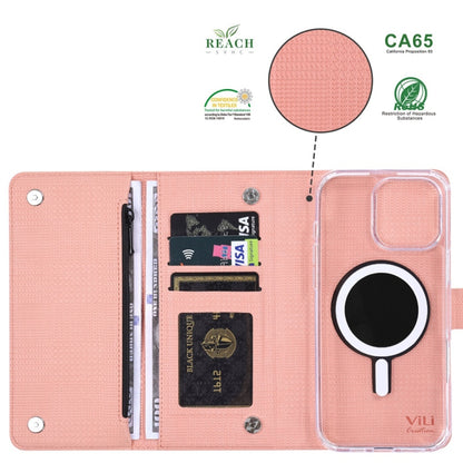 For iPhone 16 Pro ViLi GHB-C Series RFID MagSafe Magnetic Flip Leather Phone Case(Pink) - iPhone 16 Pro Cases by ViLi | Online Shopping UK | buy2fix