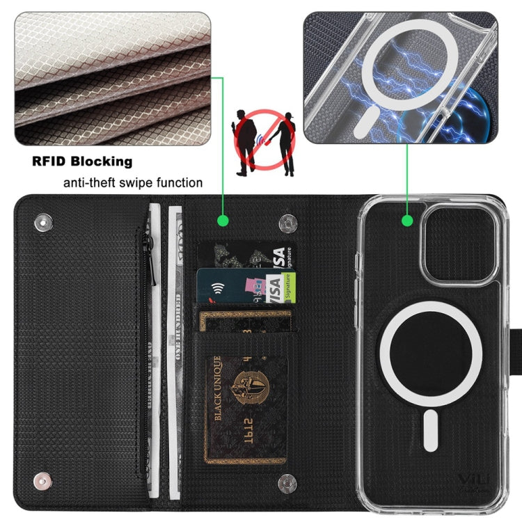 For iPhone 16 Pro Max ViLi GHB-C Series RFID MagSafe Magnetic Flip Leather Phone Case(Black) - iPhone 16 Pro Max Cases by ViLi | Online Shopping UK | buy2fix