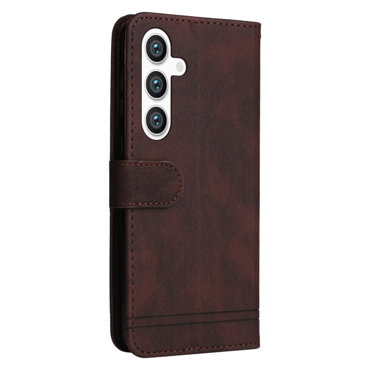 For Samsung Galaxy S25 5G Skin Feel Life Tree Metal Button Leather Phone Case(Brown) - Galaxy S25 5G Cases by buy2fix | Online Shopping UK | buy2fix