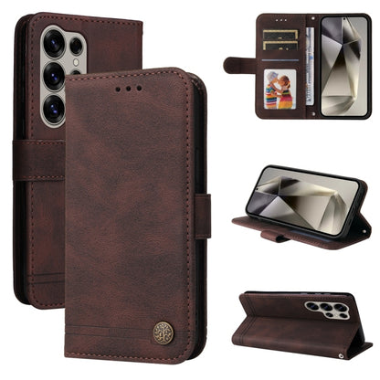 For Samsung Galaxy S25 Ultra 5G Skin Feel Life Tree Metal Button Leather Phone Case(Brown) - Galaxy S25 Ultra 5G Cases by buy2fix | Online Shopping UK | buy2fix