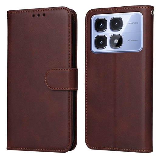 For Redmi K70 Ultra Classic Calf Texture Flip Leather Phone Case(Brown) - Xiaomi Cases by buy2fix | Online Shopping UK | buy2fix