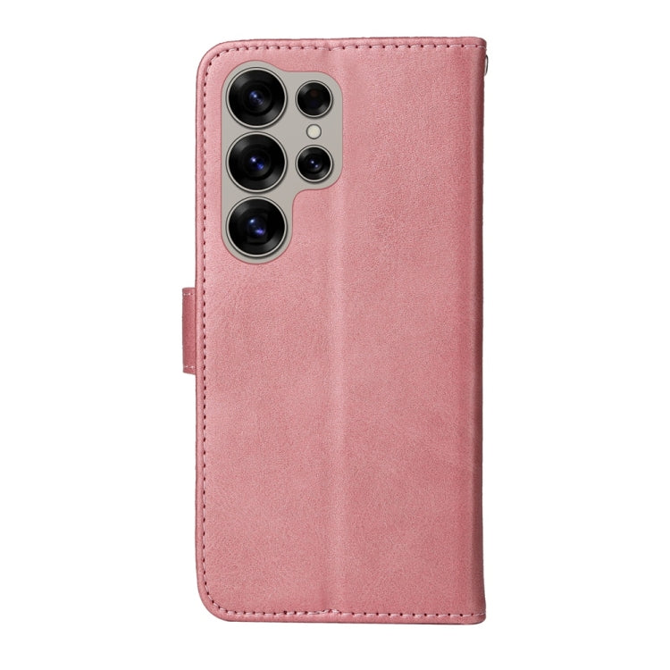 For Samsung Galaxy S25 Ultra 5G Classic Calf Texture Flip Leather Phone Case(Rose Gold) - Galaxy S25 Ultra 5G Cases by buy2fix | Online Shopping UK | buy2fix