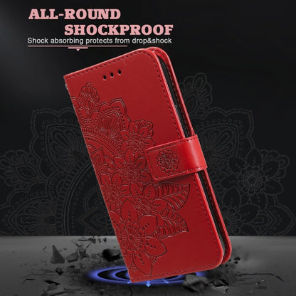 For Samsung Galaxy S25+ 5G Seven-petal Flowers Embossing Leather Phone Case(Red) - Galaxy S25+ 5G Cases by buy2fix | Online Shopping UK | buy2fix