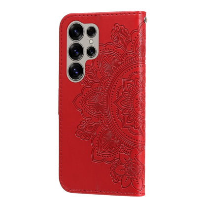 For Samsung Galaxy S25 Ultra 5G Seven-petal Flowers Embossing Leather Phone Case(Red) - Galaxy S25 Ultra 5G Cases by buy2fix | Online Shopping UK | buy2fix