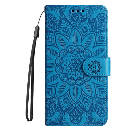 For Redmi K70 Ultra Embossed Sunflower Leather Phone Case(Blue) - Xiaomi Cases by buy2fix | Online Shopping UK | buy2fix