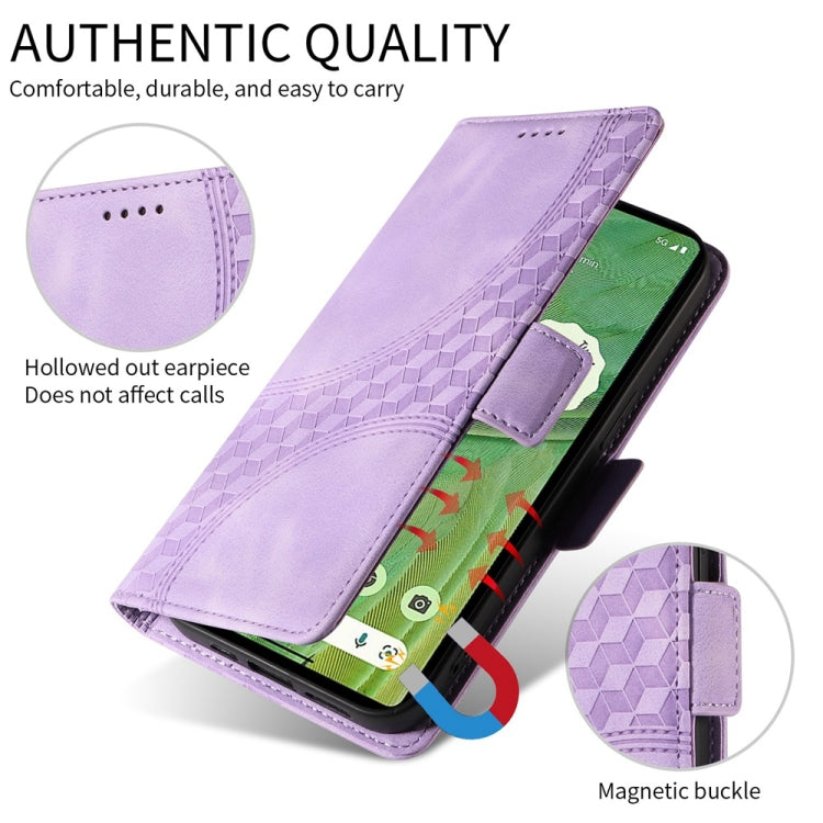 For Samsung Galaxy S25 Ultra 5G Embossed Rhombus Starry Leather Phone Case(Purple) - Galaxy S25 Ultra 5G Cases by buy2fix | Online Shopping UK | buy2fix