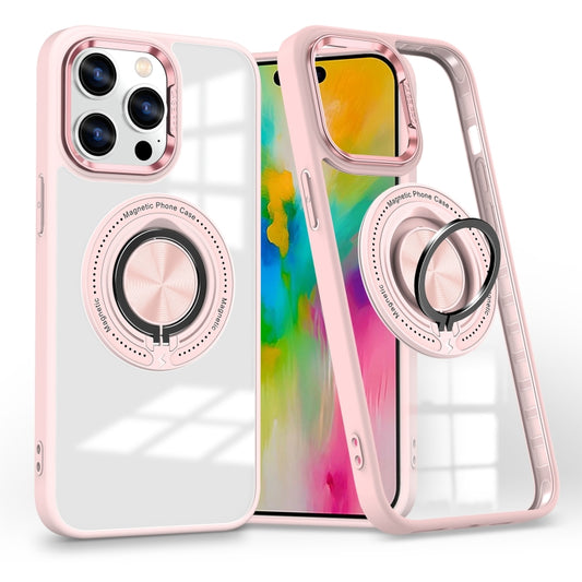 For iPhone 16 Pro Max Magnetic Rotating Ring Holder Phone Case(Pink) - iPhone 16 Pro Max Cases by buy2fix | Online Shopping UK | buy2fix