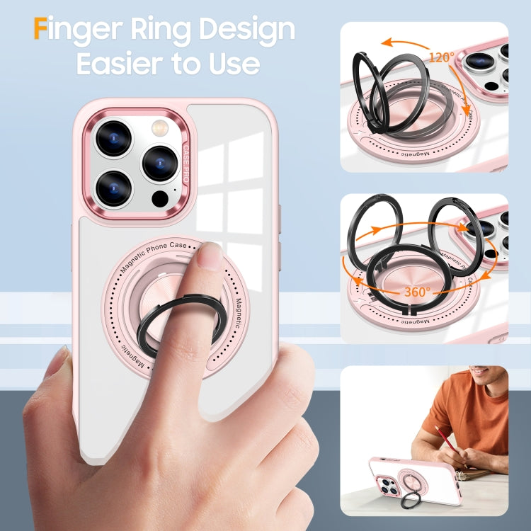 For iPhone 16 Pro Max Magnetic Rotating Ring Holder Phone Case(Pink) - iPhone 16 Pro Max Cases by buy2fix | Online Shopping UK | buy2fix