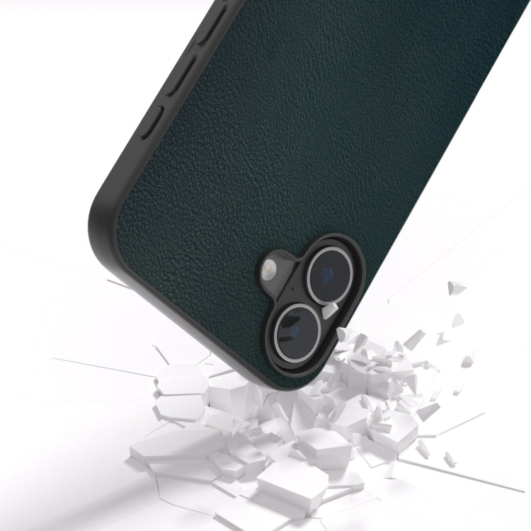 For iPhone 16 Plus PU Leather Black Frame Full Coverage Phone Case(Green) - iPhone 16 Plus Cases by buy2fix | Online Shopping UK | buy2fix