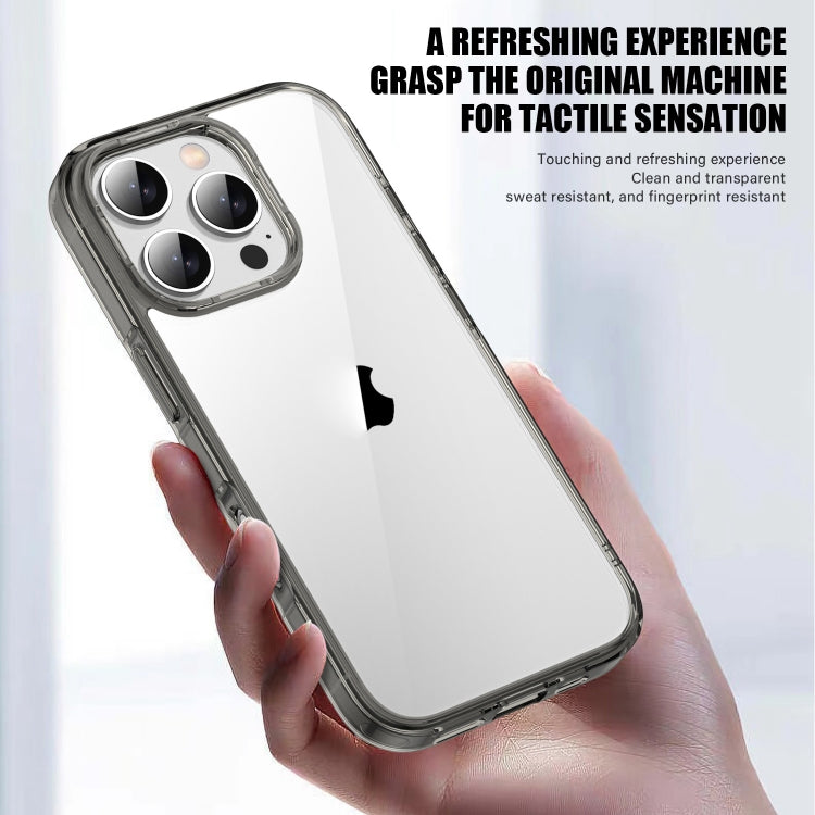 For iPhone 16 PC Hybrid TPU Full Coverage Shockproof Phone Case(Transparent Black) - iPhone 16 Cases by buy2fix | Online Shopping UK | buy2fix