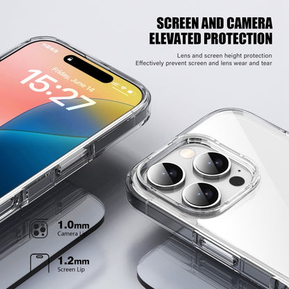 For iPhone 16 PC Hybrid TPU Full Coverage Shockproof Phone Case(Transparent) - iPhone 16 Cases by buy2fix | Online Shopping UK | buy2fix