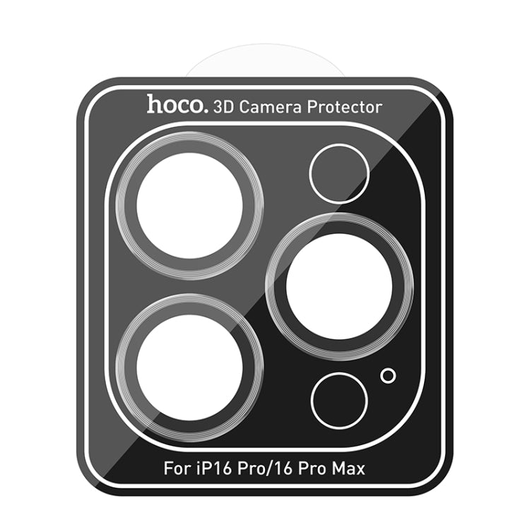 For iPhone 16 Pro / 16 Pro Max hoco V12 Plus 3D Eagle Eye Metal Lens Protective Film(Black) - iPhone 16 Pro Tempered Glass by hoco | Online Shopping UK | buy2fix