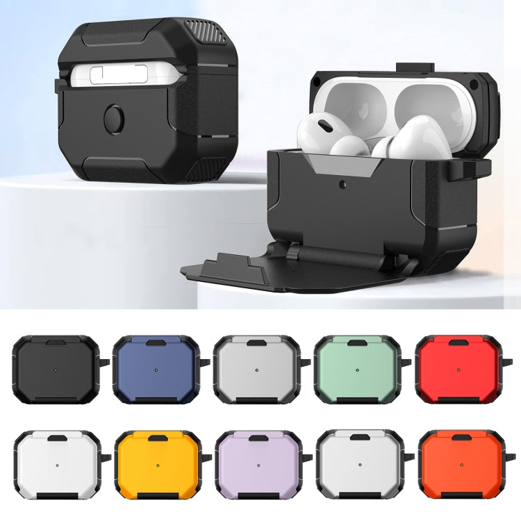 For AirPods 2 / 1 Phone Holder Design Earbuds Box Protective Case(Grey) - For AirPods 1/2 by buy2fix | Online Shopping UK | buy2fix