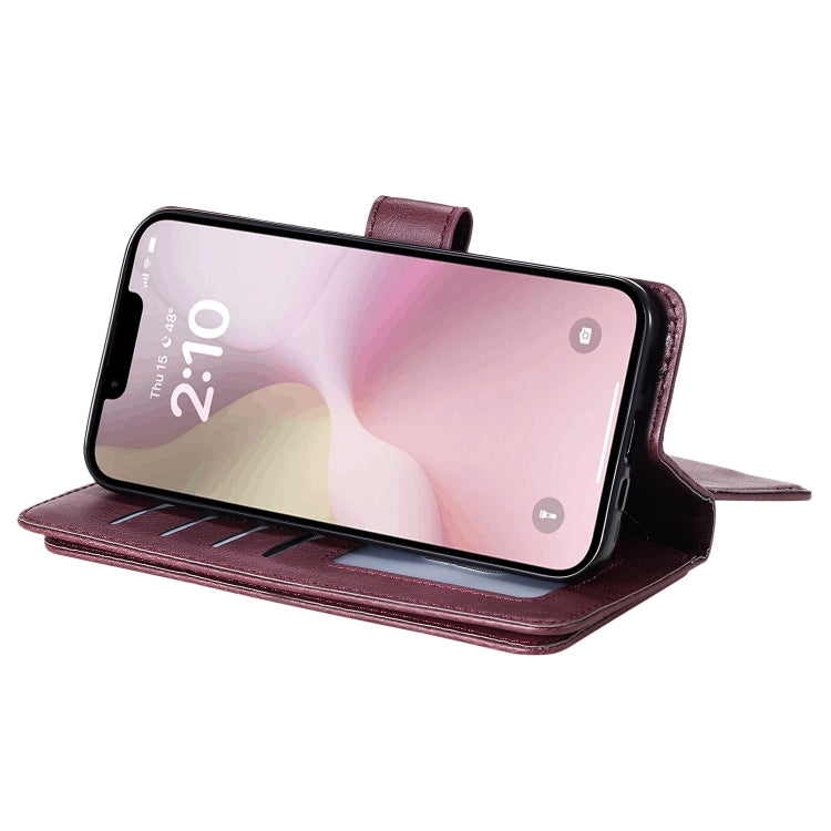 For iPhone SE 2024 Multi-Function Wallet 10 Card Slots Leather Phone Case(Claret) - More iPhone Cases by buy2fix | Online Shopping UK | buy2fix