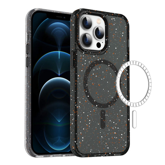 For iPhone 12 Pro Max Colorful Ink-splash Magsafe PC Hybrid TPU Phone Case(Black) - iPhone 12 Pro Max Cases by buy2fix | Online Shopping UK | buy2fix