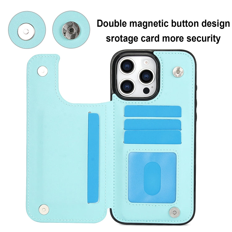 For iPhone 16 Pro Double Buckle Rhombic PU Leather Phone Case(Blue) - iPhone 16 Pro Cases by buy2fix | Online Shopping UK | buy2fix