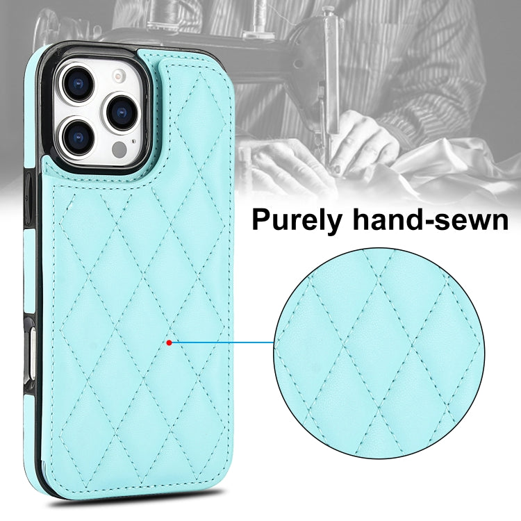 For iPhone 16 Pro Double Buckle Rhombic PU Leather Phone Case(Blue) - iPhone 16 Pro Cases by buy2fix | Online Shopping UK | buy2fix