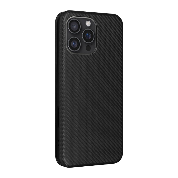 For iPhone 16 Pro Max Carbon Fiber Texture Flip Leather Phone Case(Black) - iPhone 16 Pro Max Cases by buy2fix | Online Shopping UK | buy2fix