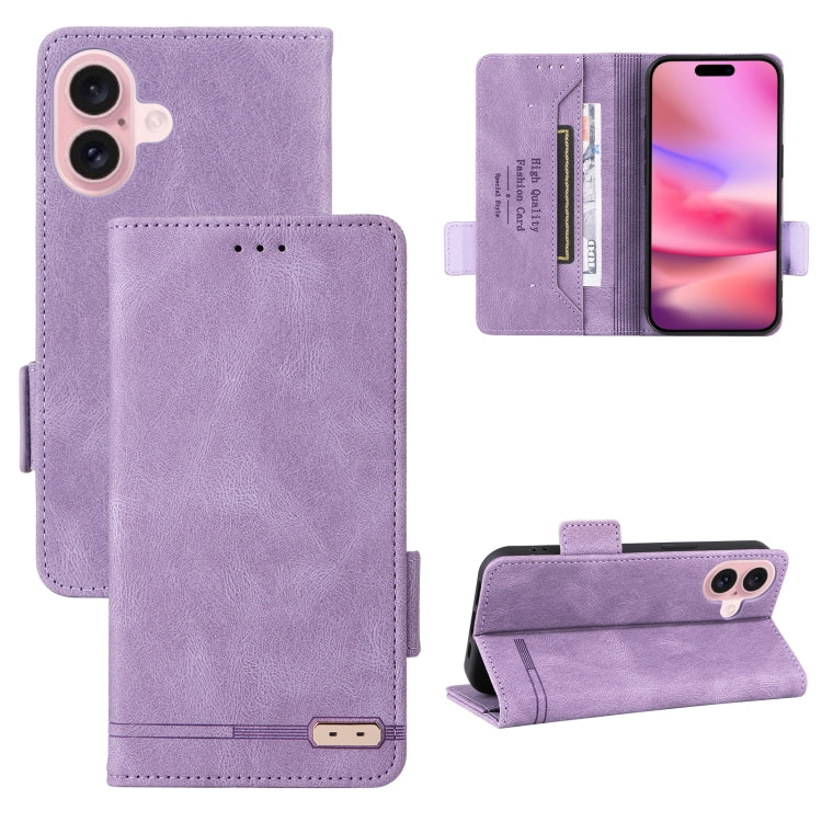 For iPhone 16 Magnetic Clasp Leather Phone Case(Purple) - iPhone 16 Cases by buy2fix | Online Shopping UK | buy2fix