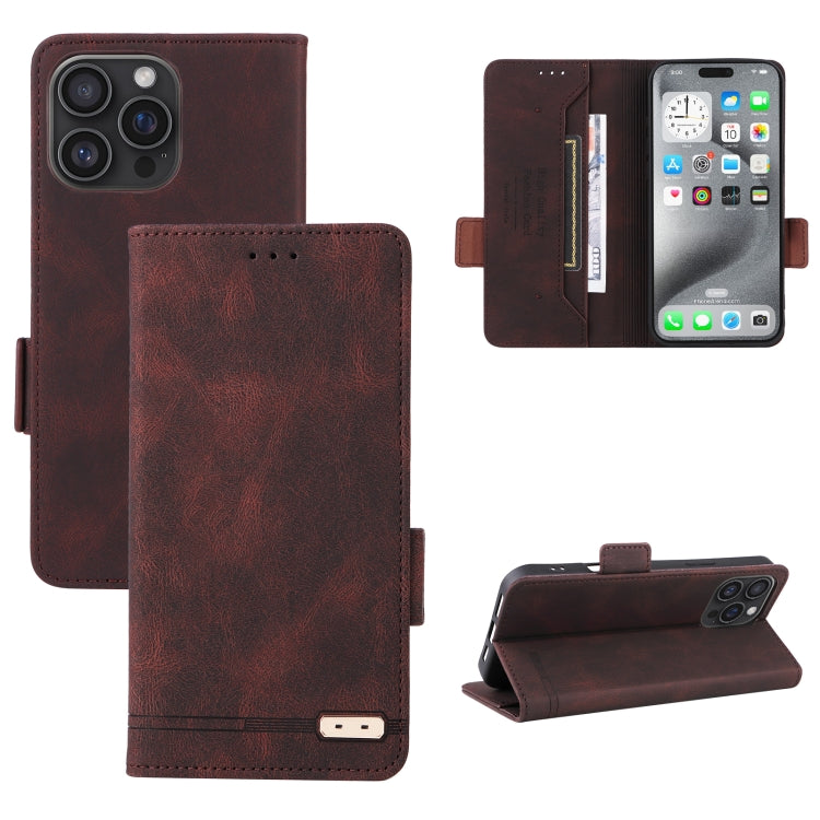 For iPhone 16 Pro Max Magnetic Clasp Leather Phone Case(Brown) - iPhone 16 Pro Max Cases by buy2fix | Online Shopping UK | buy2fix