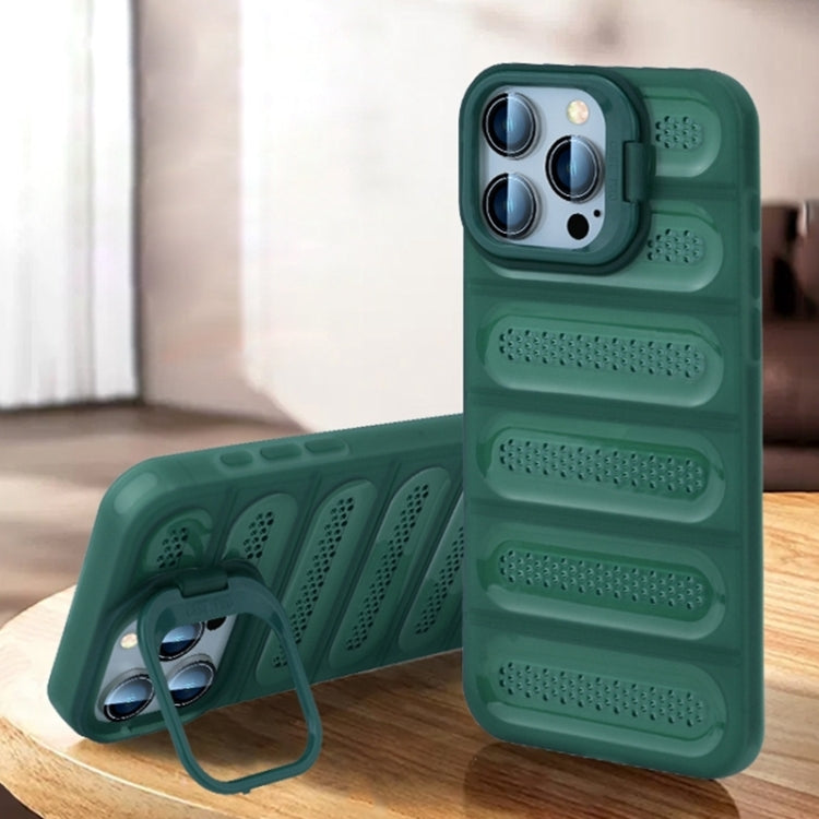 For iPhone 16 Pro Max Invisible Holder Cooling Phone Case(Transparent Green) - iPhone 16 Pro Max Cases by buy2fix | Online Shopping UK | buy2fix