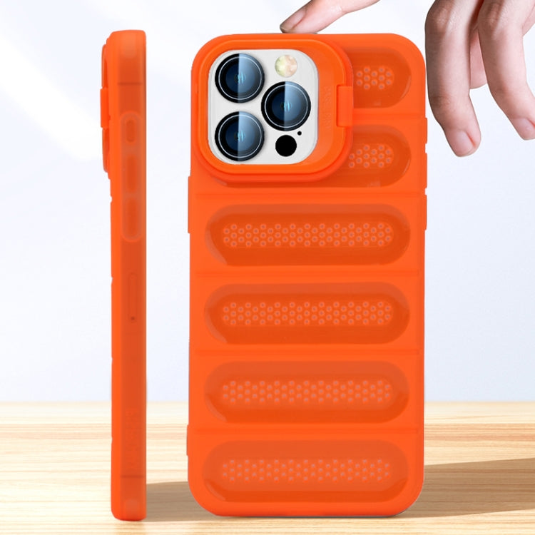 For iPhone 16 Invisible Holder Cooling Phone Case(Transparent Orange) - iPhone 16 Cases by buy2fix | Online Shopping UK | buy2fix