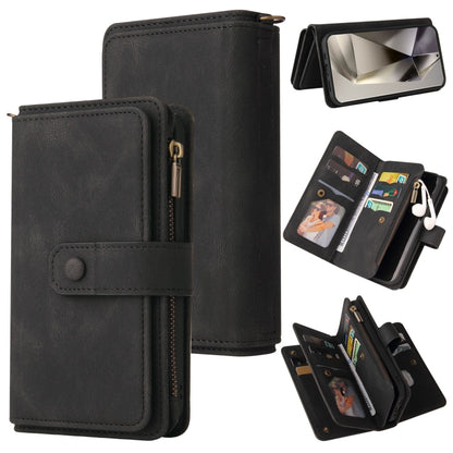 For Samsung Galaxy S25 Ultra 5G Skin Feel Multi Card Slots Zipper Wallet Leather Phone Case(Black) - Galaxy S25 Ultra 5G Cases by buy2fix | Online Shopping UK | buy2fix