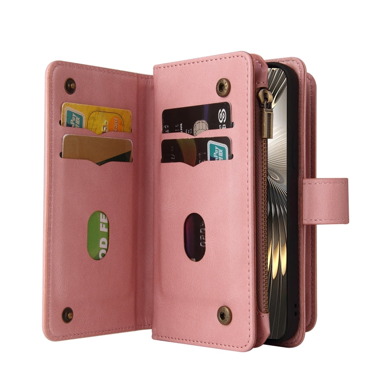 For Xiaomi Poco F6 Skin Feel Multi Card Slots Zipper Wallet Leather Phone Case(Pink) - Xiaomi Cases by buy2fix | Online Shopping UK | buy2fix